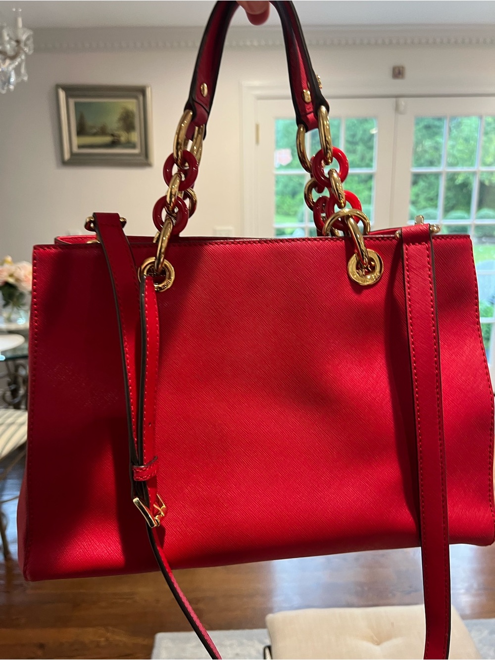 Michael Kors Red Safiano Safiano Satchel, excellent condition, beautiful color